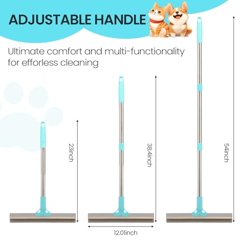 Carpet Rake for Pet Hair Removal, 2 in 1 TPU and Copper Rake Teeth, Adjustable Long Handle, Double-Sided Reusable Dog Cat Fur Remover with Hair Removal Glove, Pet Fur Rake for Rugs, Mats