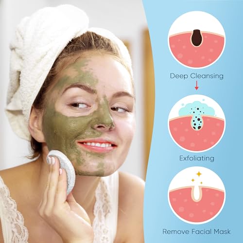 50-Count Compressed Facial Sponge, GAINWELL White Cellulose 100% Natural Cosmetic Spa Sponges for Facial Cleansing, Exfoliating Mask, Makeup Removal - color: White, size: 50 Count (Pack of 1)