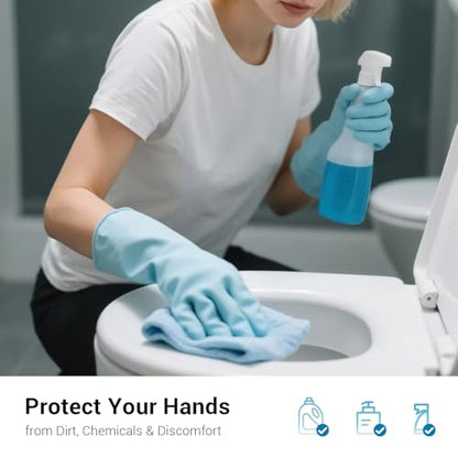 ThxToms 4 Pairs Reusable Dishwashing Cleaning Gloves,10 Mil Thick, 13" | Non-Slip Rubber Kitchen Gloves, Multi-Color, Ideal for Household, Bathroom, Pet Care & Gardening, Medium - size: Medium