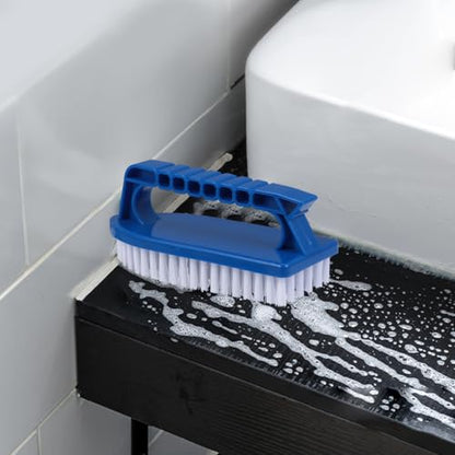 SEWACC Heavy Duty Handheld Scrub Brush for Pool Bathroom Kitchen with Non-Slip Handle Stiff Bristles for Cleaning Tiles Corners Floors and Grime Removal