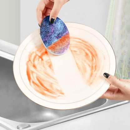 YETTASBIN Marble 3PCS Wood Pulp Scrub Sponges, Reusable Absorbent Household Cleaning Sponge Non-Scratch Kitchen Dish Sponges, Multi-Surface Safe Scrubber for Nonstick Pans, Pots
