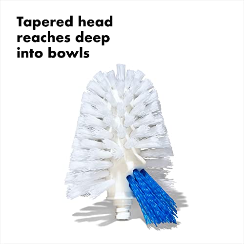 OXO Good Grips Toilet Brush with Rim-Cleaner Replacement Head, White, Plastic Handle, 10-Inch - size: 1 Count (Pack of 1)