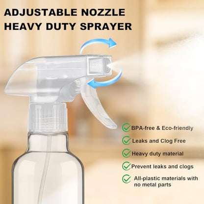 Glass Spray Bottles 12oz Empty Spray Bottle Mist/Stream Spraying Small Refillable Containers for Hair Care, Cleaning Solutions, Plants, Essential Oils 2 Pack (Clear, 12oz) - color: Clear, size: 12oz