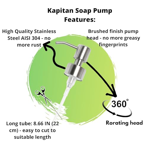 Kapitan Soap Dispenser Pump Head Replacement Spare for Standard 28/400 (26 mm - 28mm / 1.02 in-1.10 in) Neck Size, Stainless Steel Brushed Finish - size: 1 Piece - Nickel