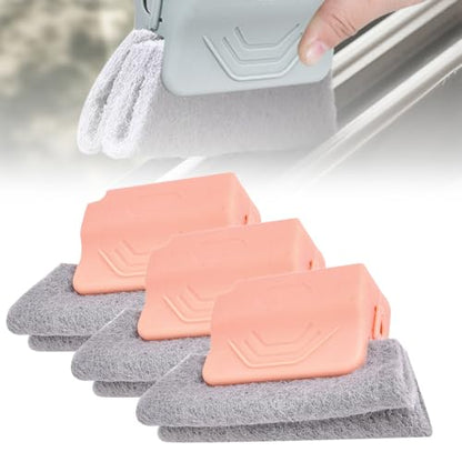 Magic Window Track Cleaner, 2025 Upgraded Handheld Cleaning Brush Set, for Window Slides Grooves, Tile Grout Lines, Shutter Slats, Car AC Vents & Narrow Gaps (Pink 3PCS) - color: Pink 3pcs