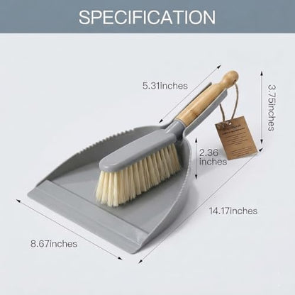 Small Dustpan and Brush Set - Mini Broom with Dustpan Set, Handheld Broom and Dust Pan Combo Set for Home, Pet Care, Car, 14 x 8.7 inch, Grey - color: Gray