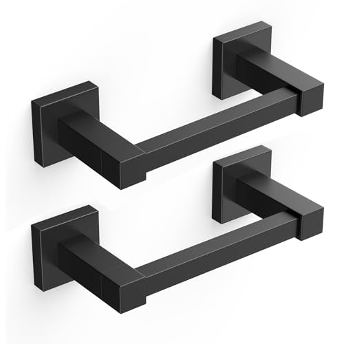 FORIOUS Toilet Paper Holder Wall Mount, Stainless Steel Rustproof Double Post Pivoting Tissue Roll Holder for Bathroom, Commercial Toilet Paper Dispenser (Matte Black, Square 2 Pack) - color: Matte Black, size: Square 2 Pack