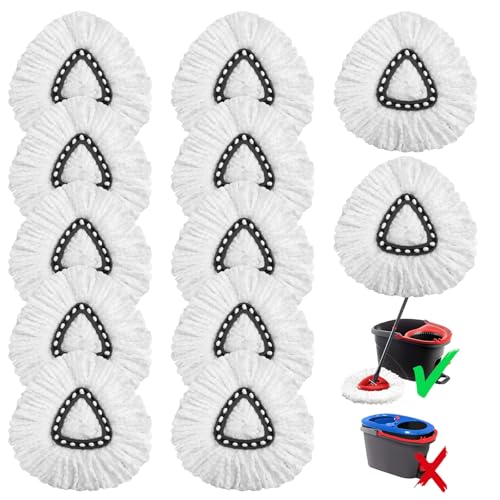 12 Pack Microfiber mop Head Replacements, Compatible with O-Ceda Easywring Single-Bucket Cleaning System, Powerful Stain Removal, Machine Washable, Easy to Replace - size: 12 Count (Pack of 1)