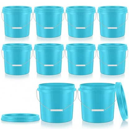 Tioncy 10 Pcs 2 Gallon Plastic Bucket with Lid Heavy Duty 2 Gallon Bucket Pail with Lid Handle for Storage Container Home Household Cleaning (Light Blue) - color: Light Blue