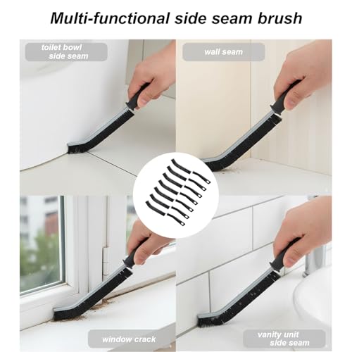 Crevice Cleaning Brushes for Deep Cleaning 7 Pack, Narrow Grout and Gap Scrub Brush Set for Shower, Tile, Sink, Kitchen, Toilet, Bathroom, Household Small Space Cleaning Tool Black
