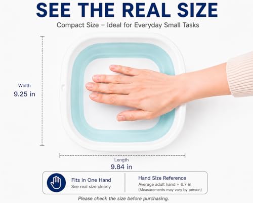 Small Collapsible Wash Basin, Mini Foldable Sink Tub (3.5L) with Hook, Lightweight Portable Wash Bowl for Dorm, Travel, Small Laundry & Makeup Cleaning – BPA-Free Space-Saving Design(Blue)