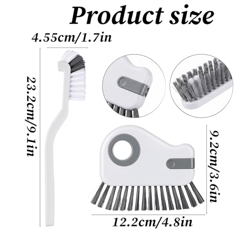 2Pcs 2 in 1 Groove Cleaning Brush Window Track Cleaning Tool Kitchen Scrub Brush Right Angle Scrub Brushes Multifunction Crevice Brushes with Hidden Scraper for Sliding Door Track Small Space Sink