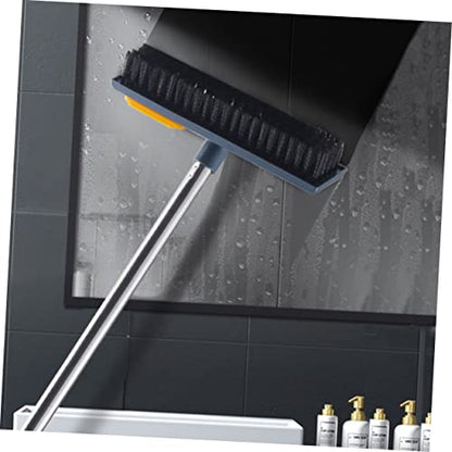 Rubber PET Hair Broom 2-in-1 Floor Scrubber Squeegee Portable Detail Hair Remover for Hardwood Tile and Carpet Cleaning