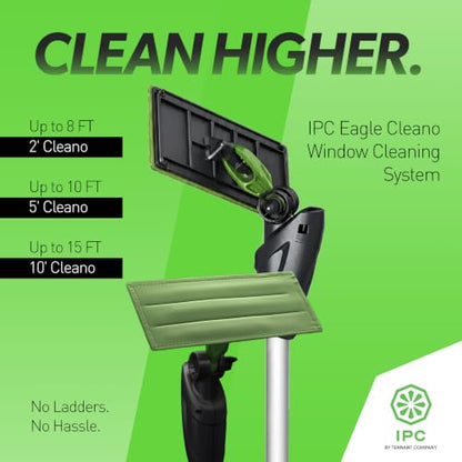 IPC Eagle Cleano 10-Foot Telescopic Window & Surface Cleaning System Integrated Water Misting Globe with Microfiber Cleaning Tool for Glass, Mirrors, Counters & Commercial Facilities - size: 10'