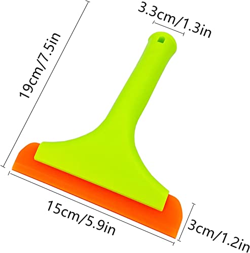 Super Flexible Silicone Squeegee, Auto Water Blade, Water Wiper, Shower Squeegee, 5.9'' Blade and 7.5'' Long Handle, For Car windshield, Window, Mirror, Glass Door - color: Green