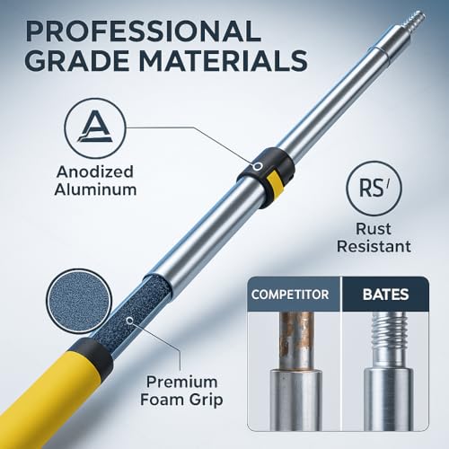 Bates- Telescopic Extension Pole, 3 Ft, Aluminum Alloy | Sturdy Multi-Purpose Extension Pole with Flip-Lock Design for Painting, Dusting and Cleaning - color: Black and Yellow, size: 3 Ft, 1 Pack