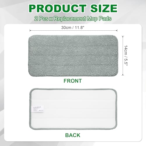 uxcell 2Pcs Microfiber Mop Pads, 11.8x5.5 Reusable Replacement Flat Mop Pad Refills with Hook-and-Loop for Home Office Restaurant Surface/Hardwood Floor Cleaning, Grey - color: Gray