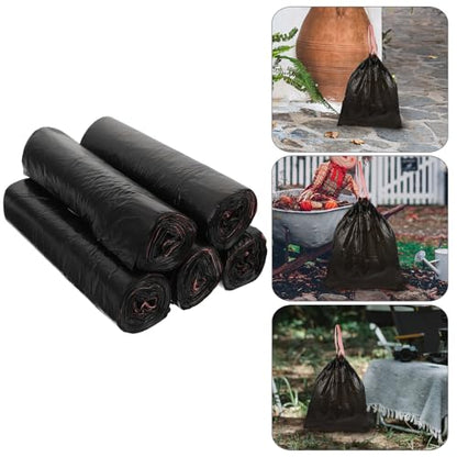 ERINGOGO 75pcs Thickened Drawstring Garbage Bags Disposable Trash Liners for Kitchen Bathroom Bedroom Home Office Portable Strong Scent-Resistant Rubbish Pouches Black