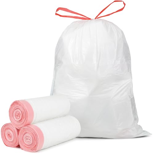 Ultra Thick 15 Gallon Drawstring Trash Bags, 108 Count Heavy Duty Large Plastic Garbage Bag, Leak Proof Trash Can Liners for Tall Kitchen Home Office Lawn Outdoor, White