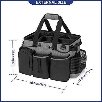 LoDrid Large Professional Cleaning Caddy with Detachable Divider, Supply Organizer with Handle and Shoulder Strap, Cleaning Bags for Housekeepers & Cleaners, Black - color: Black