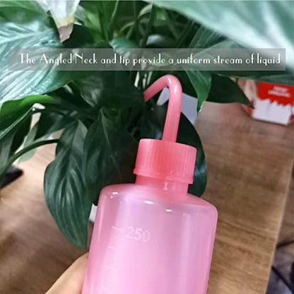 Valchoose Upgraded 2 Pack Plastic Wash Bottles(Pink) 250ml 8.5oz, Tattoo Wash Bottle LDPE No Leaking, Safety, Reusable, Awesome for Watering Plants and Washing Lab Ware - color: Pink, size: 2x250ml