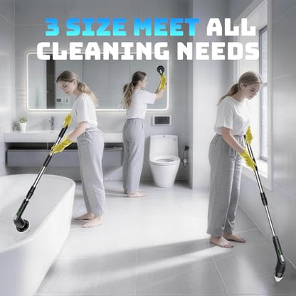 Highyes Electric Spin Scrubber, Powerful 2-Speed Cleaning Brush, | IPX7 Waterproof with 7 Reusable Brush Heads & Extendable Handle, for Bathroom Toilet Shower Kitchen Wall Tile Floor Grout - color: Black