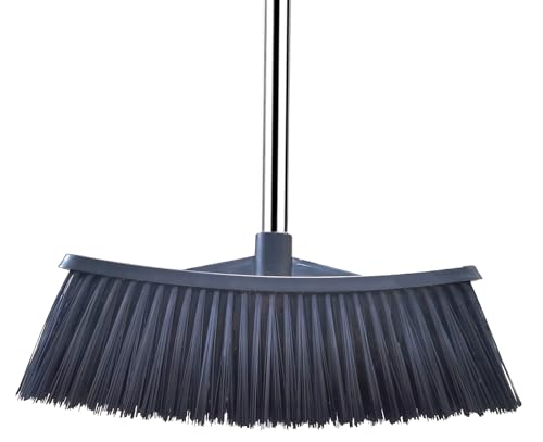 Heavy-Duty Outdoor Broom with 62-Inch Stainless Steel Handle - 14.2-Inch Wide Plastic Broom Head for Garage, Yard, Sidewalk - No Bend Sweeping, Durable & Lightweight