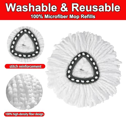 10 PCS Spin Mop Replacement Head,100% Microfiber Mop Heads Replacements Compatible with Cedar Easywring 1-Tank System, 360 Degree Round Mop Refills for Easy House Cleaning Floor Mopping - size: 10PCS