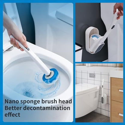 White Disposable Toilet Brush Wall-Mounted with 24 Replacement Heads, No-Drill Hygienic Bathroom Cleaning Kit