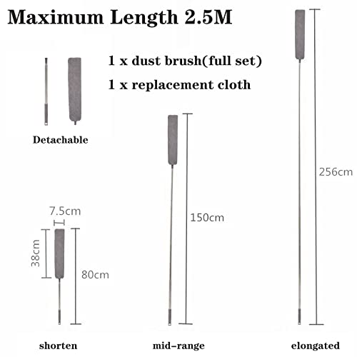 Retractable Gap Dust Cleaner, Under Refrigerator/Sofa Cleaning Tool, Microfiber Gap Duster with Extendable Pole 32-100 Inches, Suitable for Underneath Cleaning of Furniture, Fridges, Couch, Bed Gray - size: 32-100 Inch