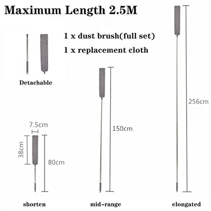 Retractable Gap Dust Cleaner, Under Refrigerator/Sofa Cleaning Tool, Microfiber Gap Duster with Extendable Pole 32-100 Inches, Suitable for Underneath Cleaning of Furniture, Fridges, Couch, Bed Gray - size: 32-100 Inch
