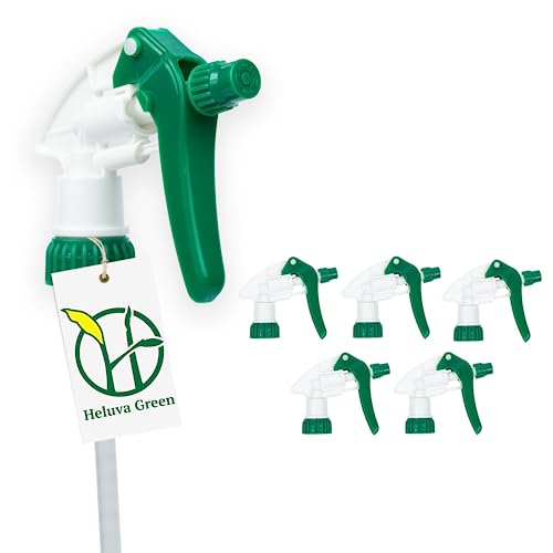 Heluva Green Spray Bottle Nozzle Replacement, Bottle Tops Only - Sprayer Nozzle Triggers for Heavy Duty, Commercial, Home Cleaning Solutions - Fits 8,16,24,32 oz Plastic & Glass Bottles, Green 6 pack - color: Green, size: 6 Pack