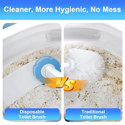 JOYMOOP Bathroom Cleaning Set, Mop and Bucket System with Toilet Brush Set, White, Microfiber Flat Mop for Household & Commercial Floor and Bathroom Cleaning - color: White Liteb131