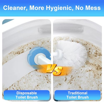 JOYMOOP Bathroom Cleaning Set, Mop and Bucket System with Toilet Brush Set, White, Microfiber Flat Mop for Household & Commercial Floor and Bathroom Cleaning - color: White Liteb131