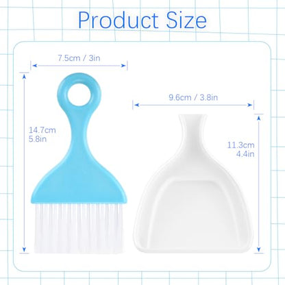 3 Pcs Mini Dustpan and Brush Set, Small Hand Broom and Dust Pan Set, Portable Cleaning Tool for Desktop, Keyboard, Sofa, Car, Kitchen, 3 Colors