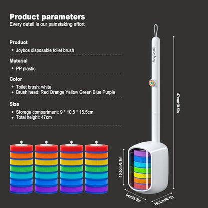 MOPUP Disposable Toilet Brush, Toilet Bowl Cleaner with 35 Pre-Loaded Refills, Wall Mounted Toilet Brush and Holder Set with Storage Caddy for Deep Hygienic Bathroom Cleaning