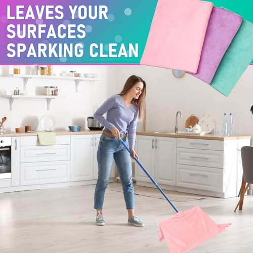 Newwiee 6 Pcs Extra Large Microfiber Cleaning Cloth 30" x 20" Washable Reusable Microfiber Towel Streak Free Lint Free Cloth for Cleaning Home Glass Office Window Bathrooms (Pastel Colors) - color: Pastel Colors