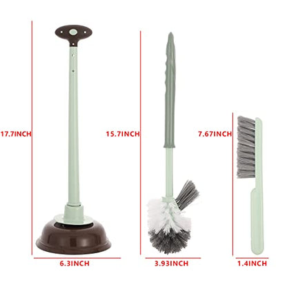 Cq acrylic Toilet Brush and Plunger Set,Green 3 in 1 Bathroom Scrubber Plunger and Angled Toilet Bowl Brush & Scrubber Combo with Holder and Rim Cleaner for Camper,Rv,Apartment,New Home,Set of 1 - color: Green
