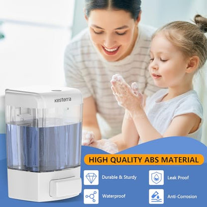 Manual Soap Dispenser, 23.7oz/700ml Wall Mount Soap Dispenser, Large Capacity Kitchen Bathroom Hand Soap Pump, Commercial Refillable Shampoo Shower Gel Lotion Dispenser, White - color: White 700ml