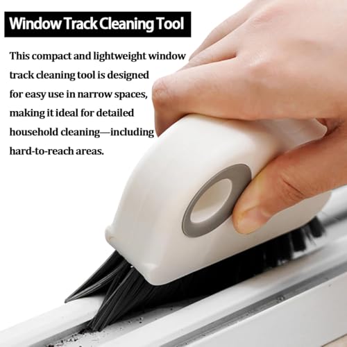 2 in 1 Car Groove Cleaning Brush, Multifunction Vehicle Crevice Cleaner with Hidden Scraper, Automotive Window Seal Sill Sliding Door Track Cleaning Brush, Universal Fit (Orange White)