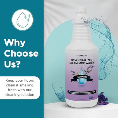 Steam & Go Demineralized Water for Steam Mop – Lavender Scent, 32 oz (Pack of 6) | Scented Floor Cleaner Solution, Ready-to-Use, Compatible with Any Steam Cleaner - size: 32 Fl Oz (Pack of 6)