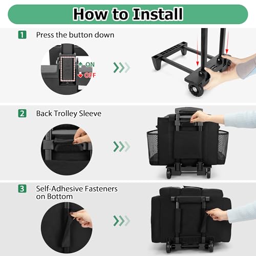 LoDrid Rolling Cleaning Caddy with Lid, Cleaning Supplies Organizer with Detachable Trolley, Cleaning Caddy Cart on Wheels with Handle and Shoulder Strap for Housekeepers, Black, Bag Only - color: Black