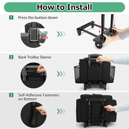 LoDrid Rolling Cleaning Caddy with Lid, Cleaning Supplies Organizer with Detachable Trolley, Cleaning Caddy Cart on Wheels with Handle and Shoulder Strap for Housekeepers, Black, Bag Only - color: Black