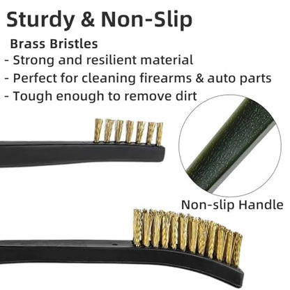 12 Pack Miaozhun Double-Ended Gun Cleaning Brush, 7 Inch Brass Bristle Brushes, Gun Cleaning Supplies Kit, All Purpose Crevice and Detail Cleaning Brush - color: Brass Brush-12pack