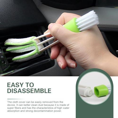 3PCS Mini Duster for Car Air Vent, Dual-Ended Soft Microfiber Washable Reusable Brush Heads, Cleaning Tool for Blinds, Keyboards, Air Conditioning Vents, and Fans (Green)