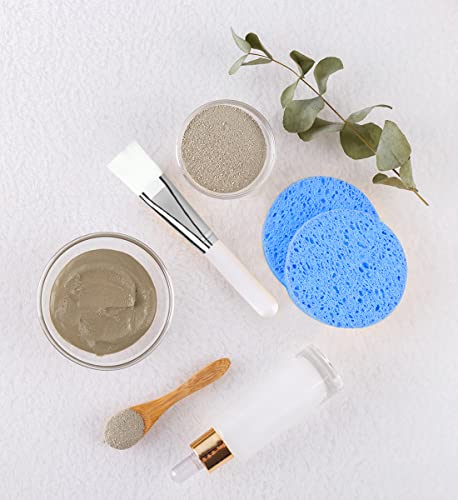 50-Count Compressed Facial Sponges for Daily Cleansing and Gentle Exfoliating, 100% Natural Cellulose Spa Sponge Perfect for Removing Dead Skin, Dirt and Makeup - Blue - color: Blue