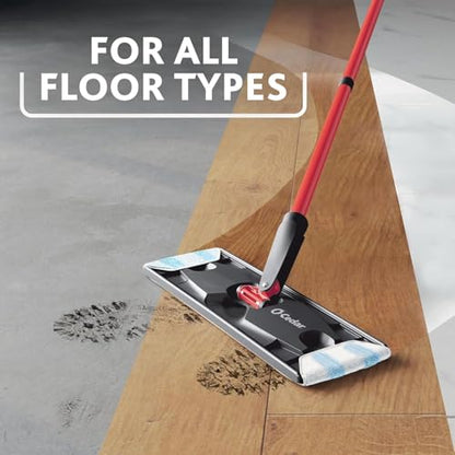 O-Cedar H2prO Flat Mop System with 2 Mop Head Refills | Quick Cleaning Tool | Clean with Clean Water | Machine Washable Reusable Microfiber Mop Pad | Safe on Wood Floors, Vinyl,Tile, Baseboards, Walls - size: H2prO + 2 Refills