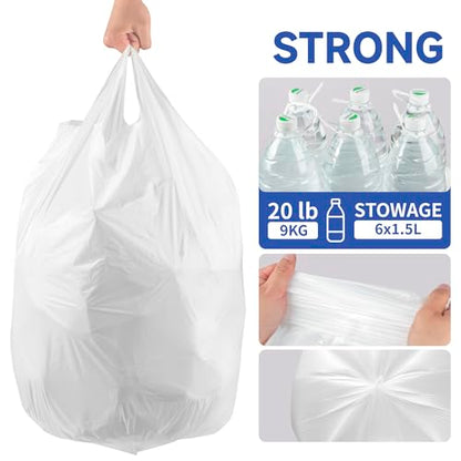 Small Trash Bags with Handles - Ocean Plastic Upcycling - Plastic Garbage Bags, Can Bin & Waste Basket Liner for Kitchen, Bathroom, Office and Pets, 13 Gallon 20 Count White - color: 13Gal White, size: 1 ROLL