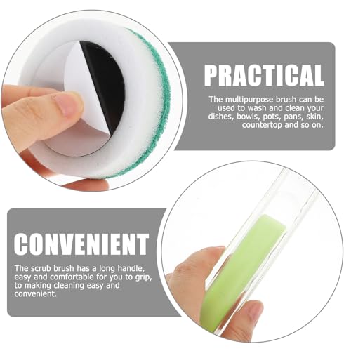 Beaupretty Kitchen Scrub Brush and Pot Brush Set with Long Handle, Detachable Steel Wire Scrubber Ball, Multi-Functional Dish Cleaning Tool for Household Sink and Cookware, Green