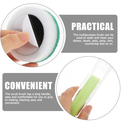 Beaupretty Kitchen Scrub Brush and Pot Brush Set with Long Handle, Detachable Steel Wire Scrubber Ball, Multi-Functional Dish Cleaning Tool for Household Sink and Cookware, Green